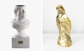 Left, ‘Donald’ speaker, by Petro Wodkins, for Sound of Power. Right, ‘Icon Gold’ eau de parfum, £45, by Police, from MaVive