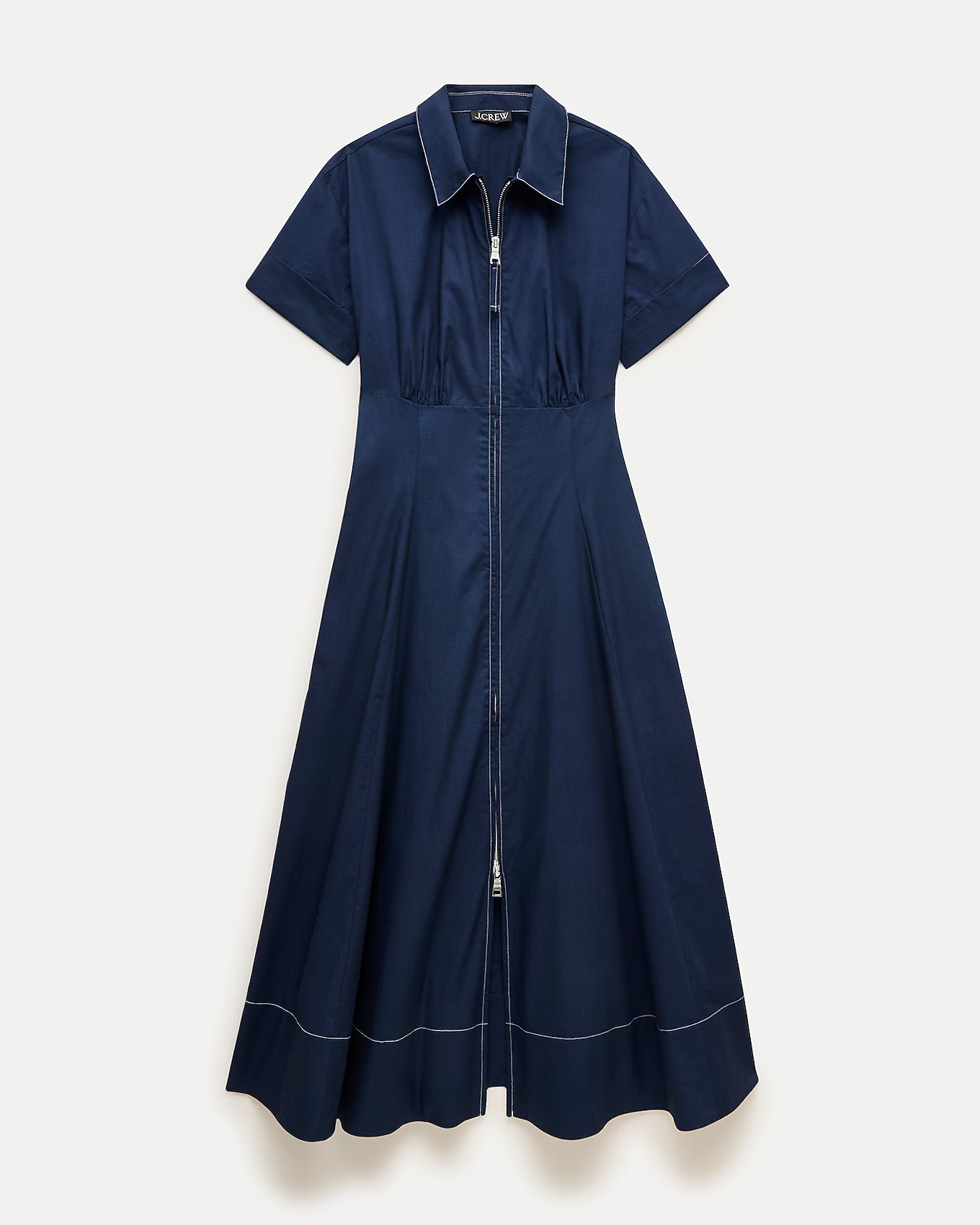 J.Crew cotton poplin shirt dress short sleeve zipper front