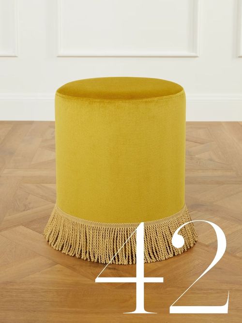 Fringed Velvet Pouf by Six the Residence 