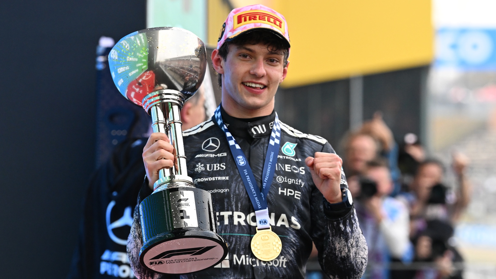 Mercedes driver Andrea Kimi Antonelli leads the 2026 F1 standings
