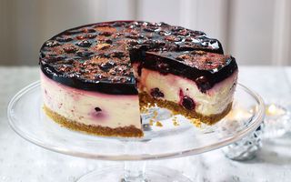 Black cherry and kirsch cheesecake
