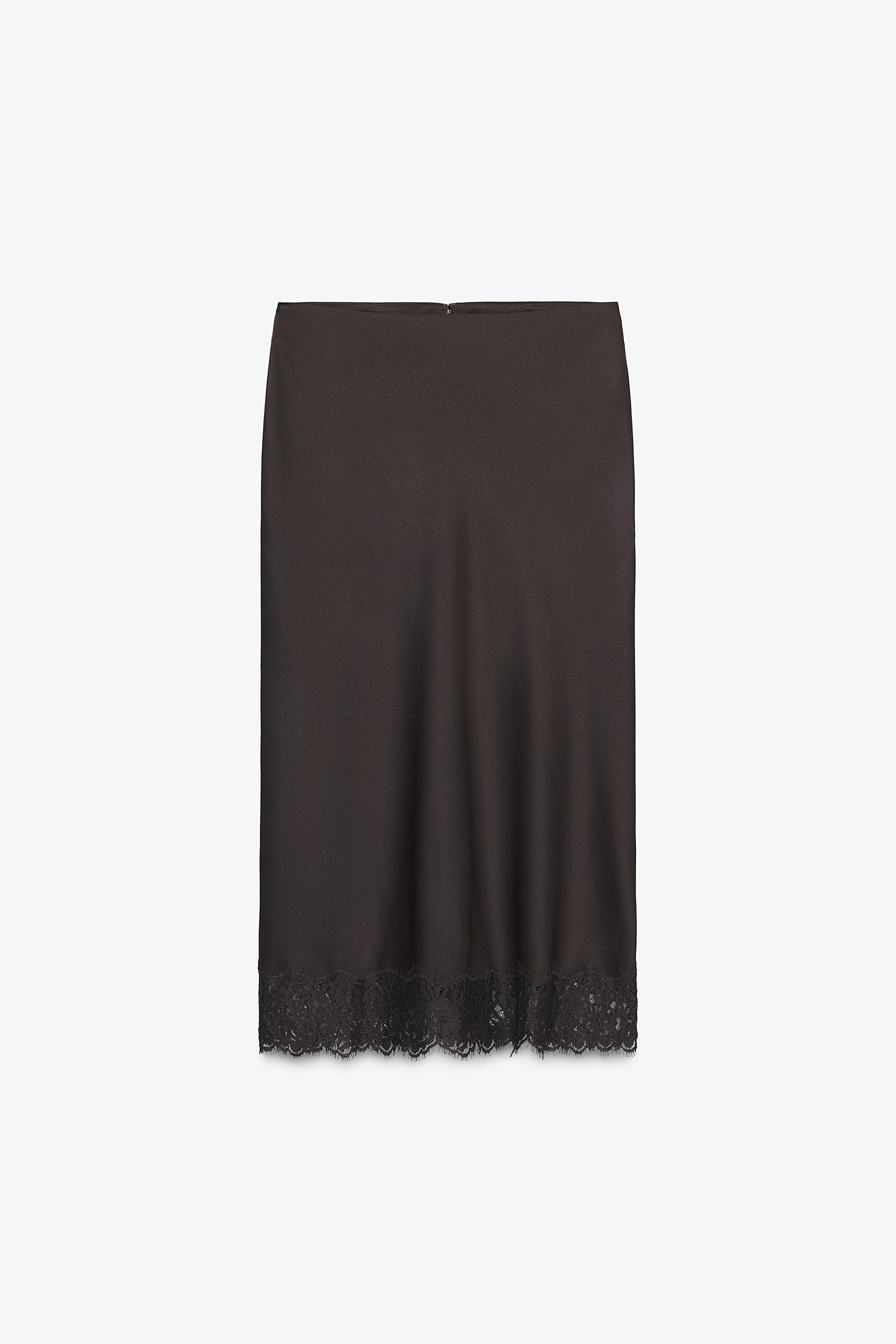 Satin Effect Lace Skirt Zw Collection