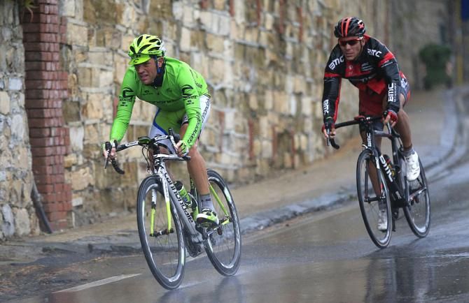 Riders on a wet descent