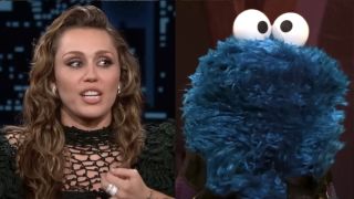 miley cyrus on jimmy kimmel live and cookie monster on sesame street