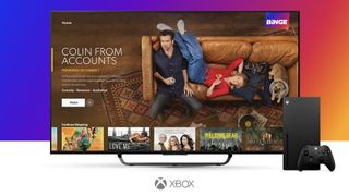 Flat screen TV showing Binge with Xbox Series S