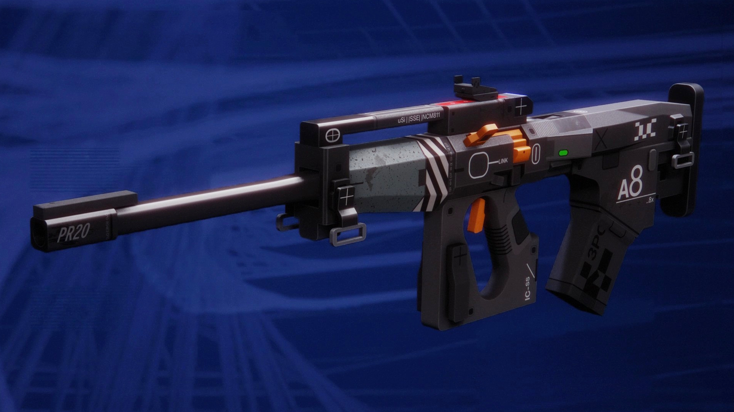 Best Marathon weapons: A side-on view of the BR33 Volley against a dark blue background.