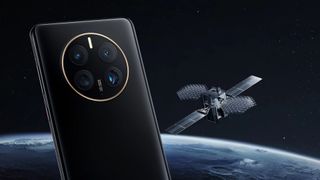 The Huawei Mate 50 Pro and a satellite