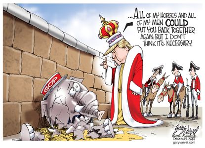 Political Cartoon U.S. Trump Broken Party