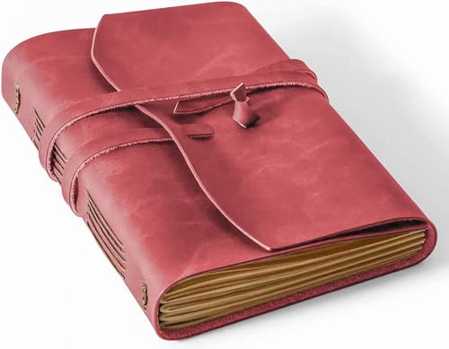 Riliho Leather Journal for Women - Genuine Leather Journals for Writing 5x7.1 Inch, Diary for Women, Artist,travel Journal,red