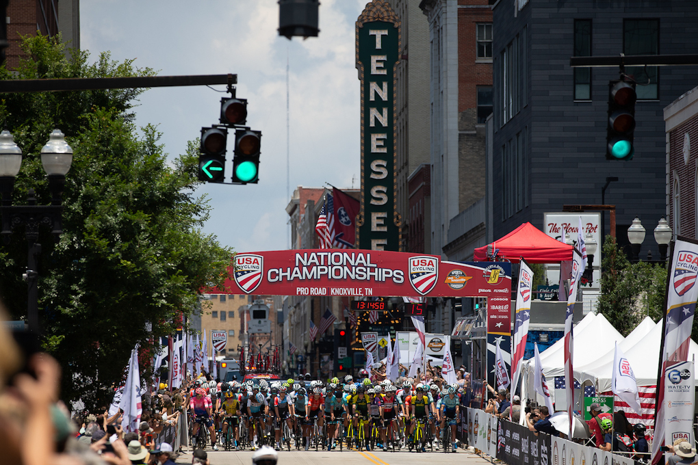 Waiting for the start of the US Pro Road Race in Knoxville