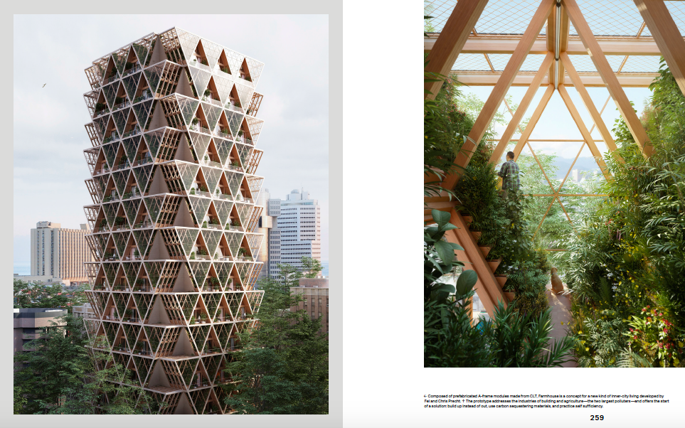 A spread from the book 'Architecture and Interiors Built from Wood'