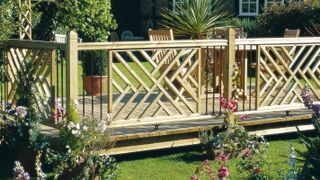 timber raised decking with railings