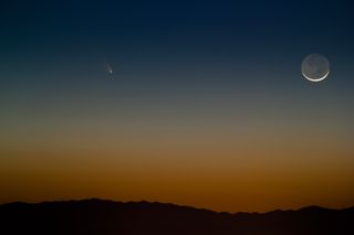 Astrophotographer Tyler Leavitt sent in a photo of the crescent moon and Comet Pan-STARRS over Las Vegas. Image submitted March 13, 2013.