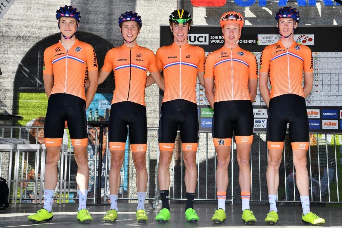 Pascal Eenkhoorn and the Dutch under-23 team at the Innsbruck Worlds.