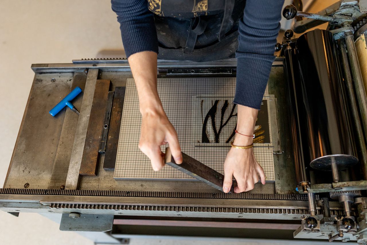 The printing process at Double Trip Press