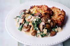 Creamy mushroom and spinach stroganoff