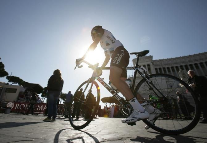 Julien Berard (AG2R La Mondiale) awaits the start of Roma Maxima