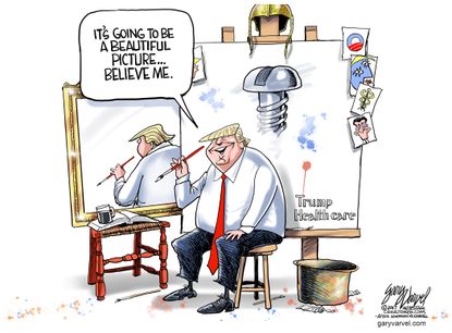 Political Cartoon U.S. Trump GOP health care bill screws voters believe me