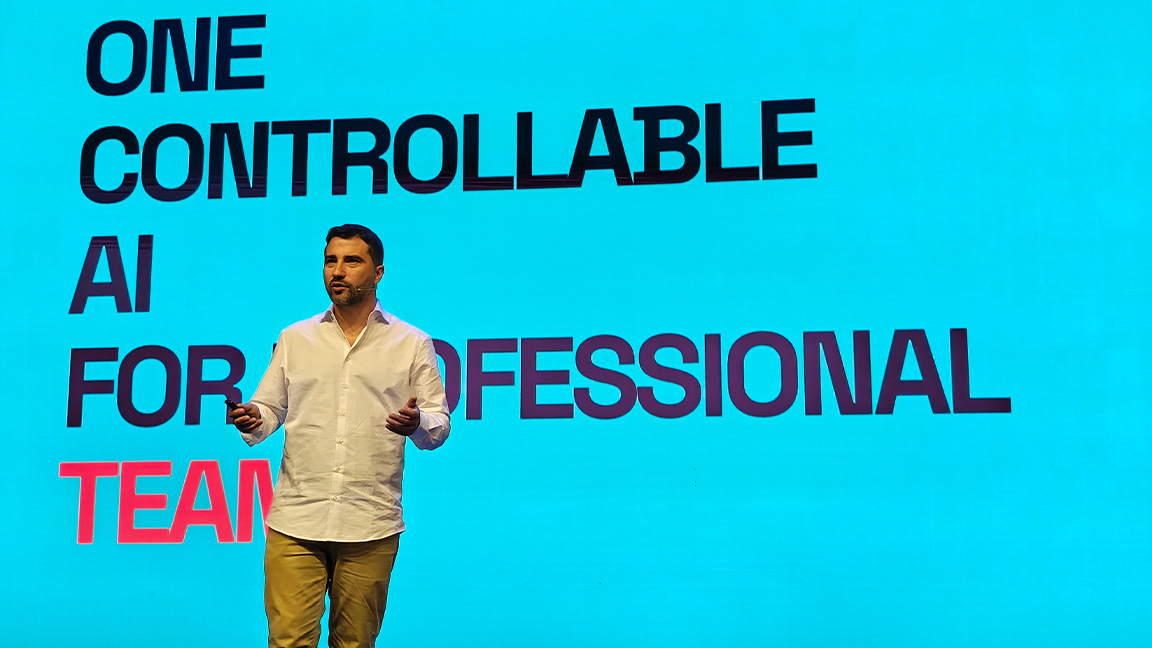 Upscale, photos from a conference, people on a stage