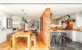 loft style kitchen exposed brick