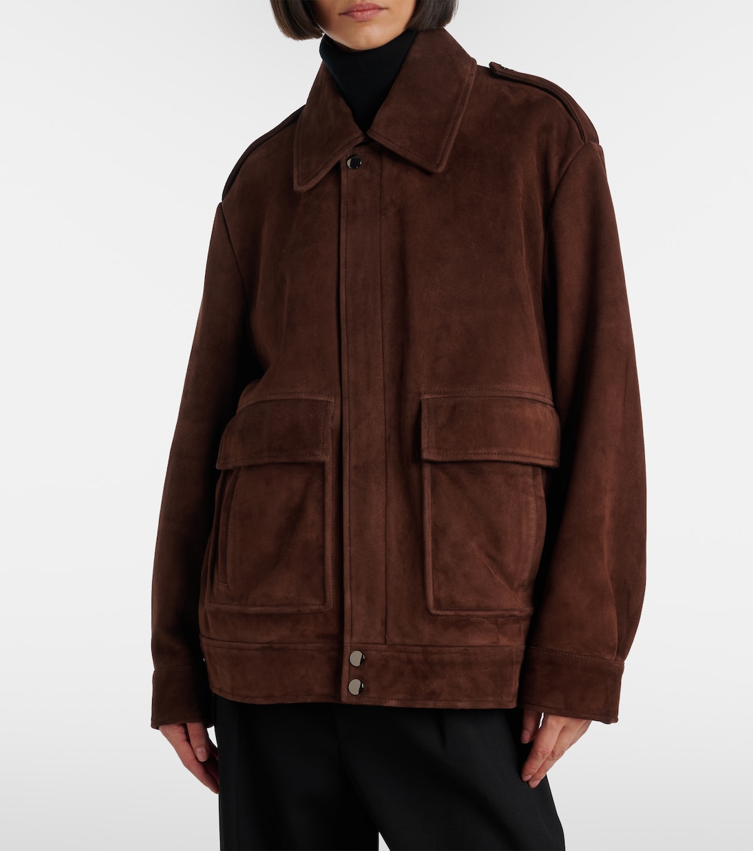 Drey Suede Field Jacket in Brown - Nour Hammour