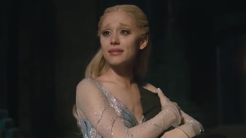 Glinda crying with Elphaba&#039;s hat in Wicked: For Good