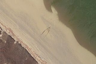 The outline of a shipwreck can still be seen on Cape Cod's Long Point.