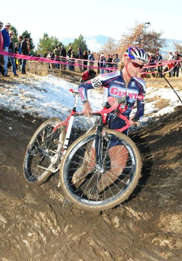 Merideth Millier (California Giant Berry) choosing to run a muddy section