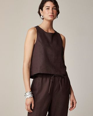 Maxine Button-Back Top in Linen