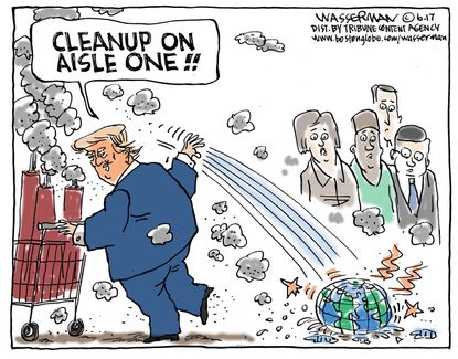 Political cartoon U.S. Trump Paris Agreement fossil fuels