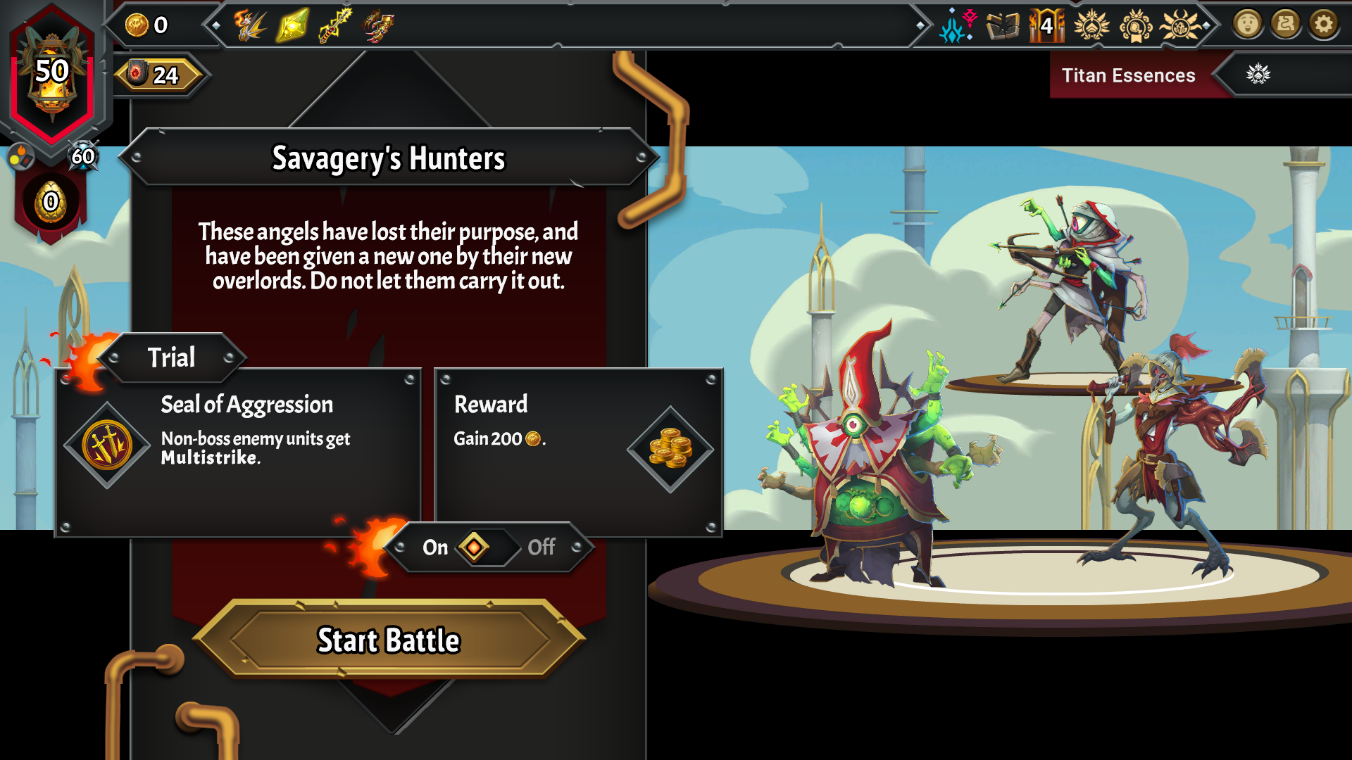 Savagery's Hunters, a monster type in Monster Train 2.