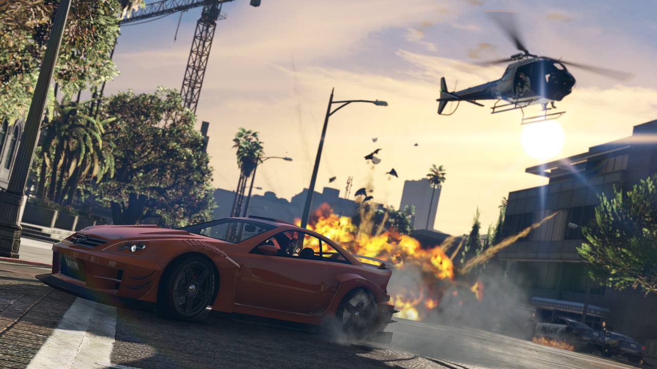 GTA V car helicopter explosion 