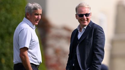 Jay Monahan and Keith Pelley at the 2022 BMW PGA Championship