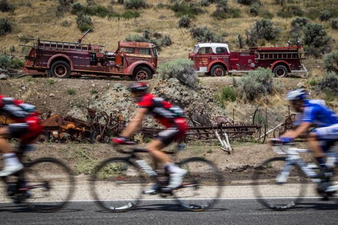 Old firetrucks along todays route.