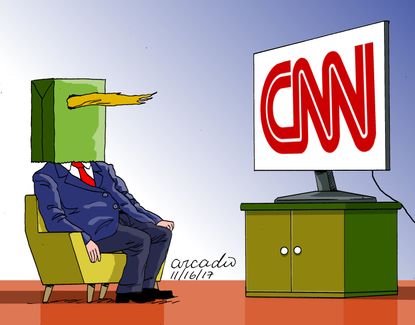 Political cartoon U.S. Trump CNN liberal news fake news bias
