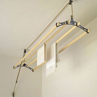 wooden hanging airer in room