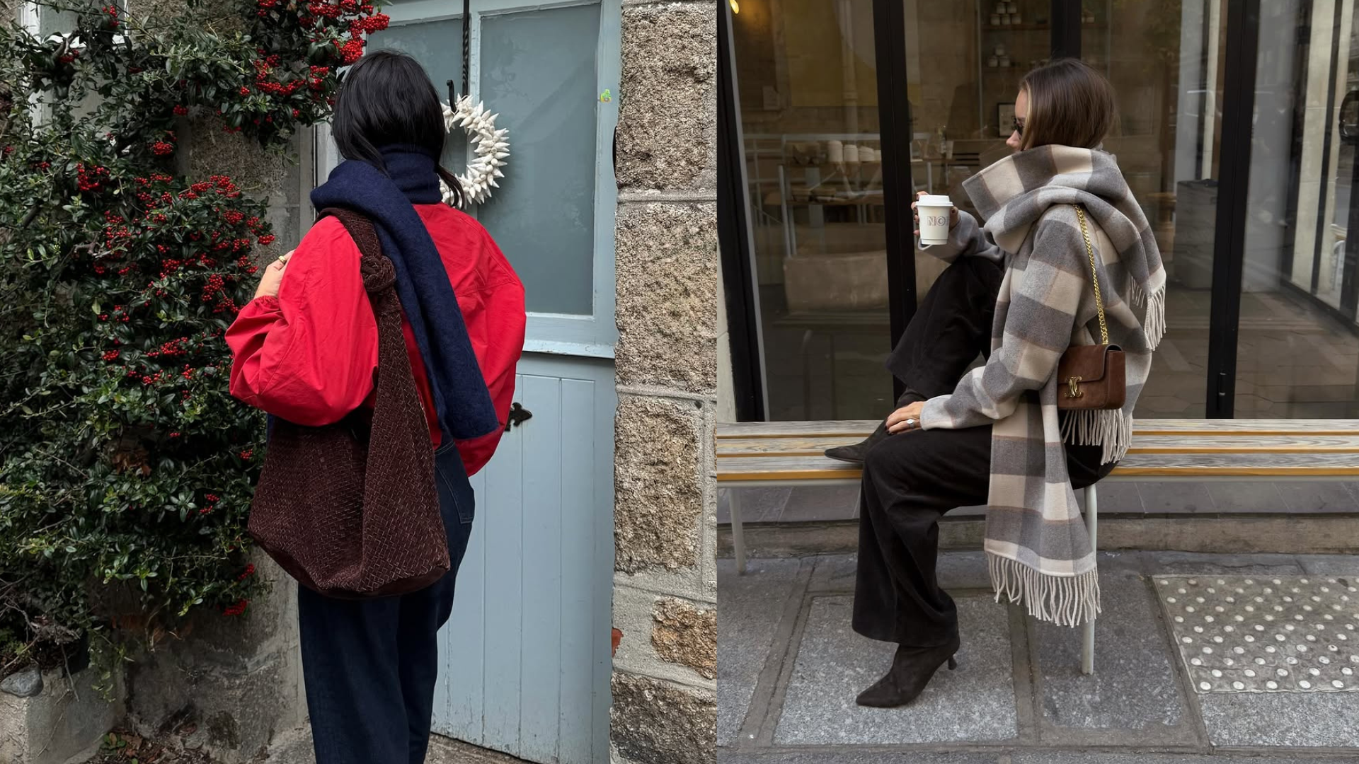 woman wearing winter scarf outfit 2025