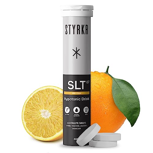 Electrolytes Tablets by Styrkr - Citrus - Pack of 12 Hydration Tablets - 1000mg Per Serving - 4x Higher Salts - Used by Endurance Athletes - Advanced Quad-Blend Formulation - Slt07 12x Per Tube