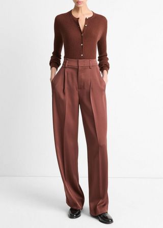 High-Waist Fluid Satin Wide-Leg Trouser