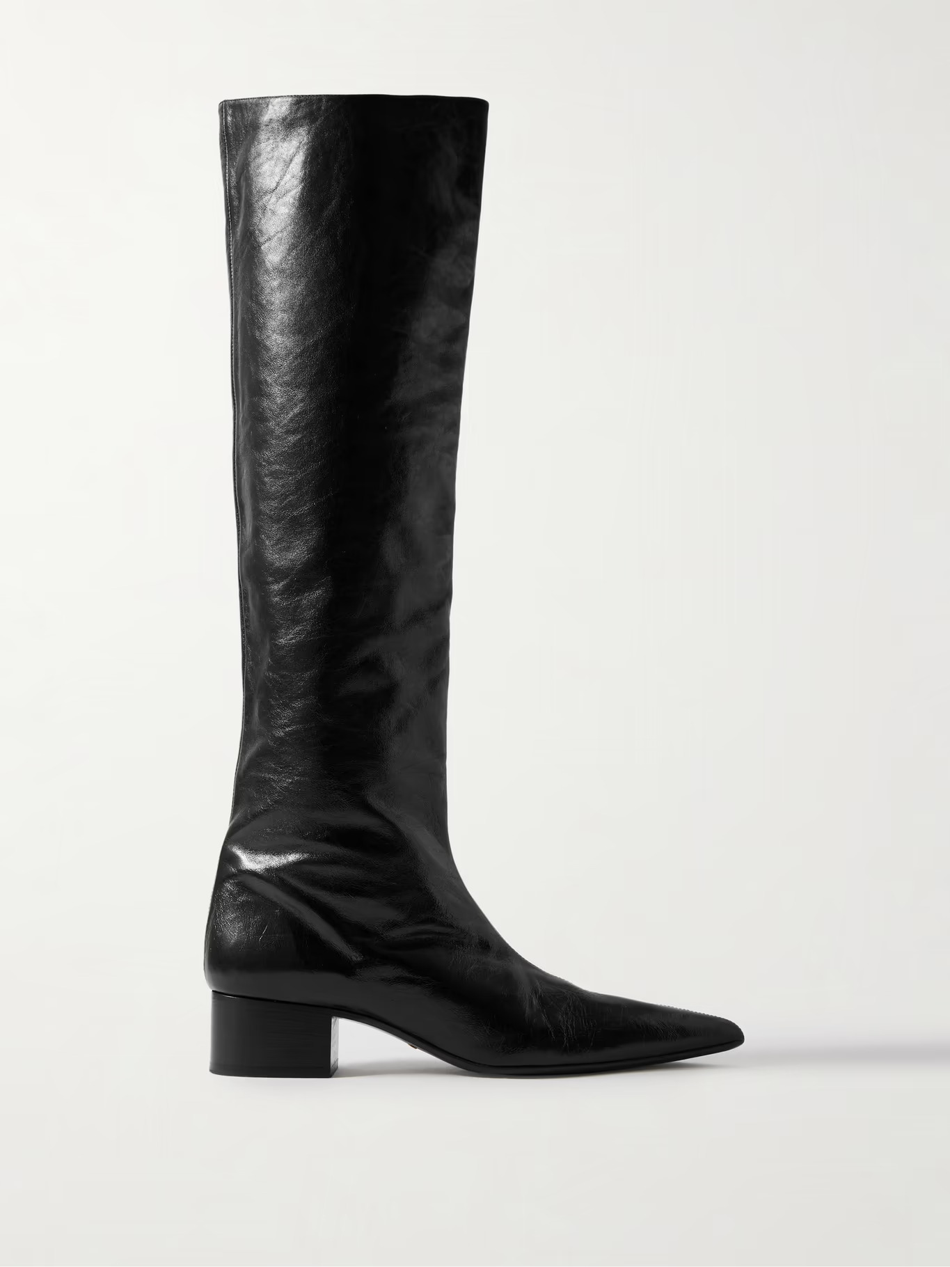 Khaite Andee boots in black crinkled leather