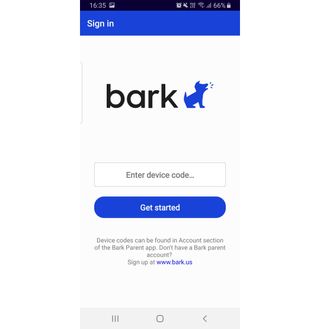 Screenshot of Bark app setup process