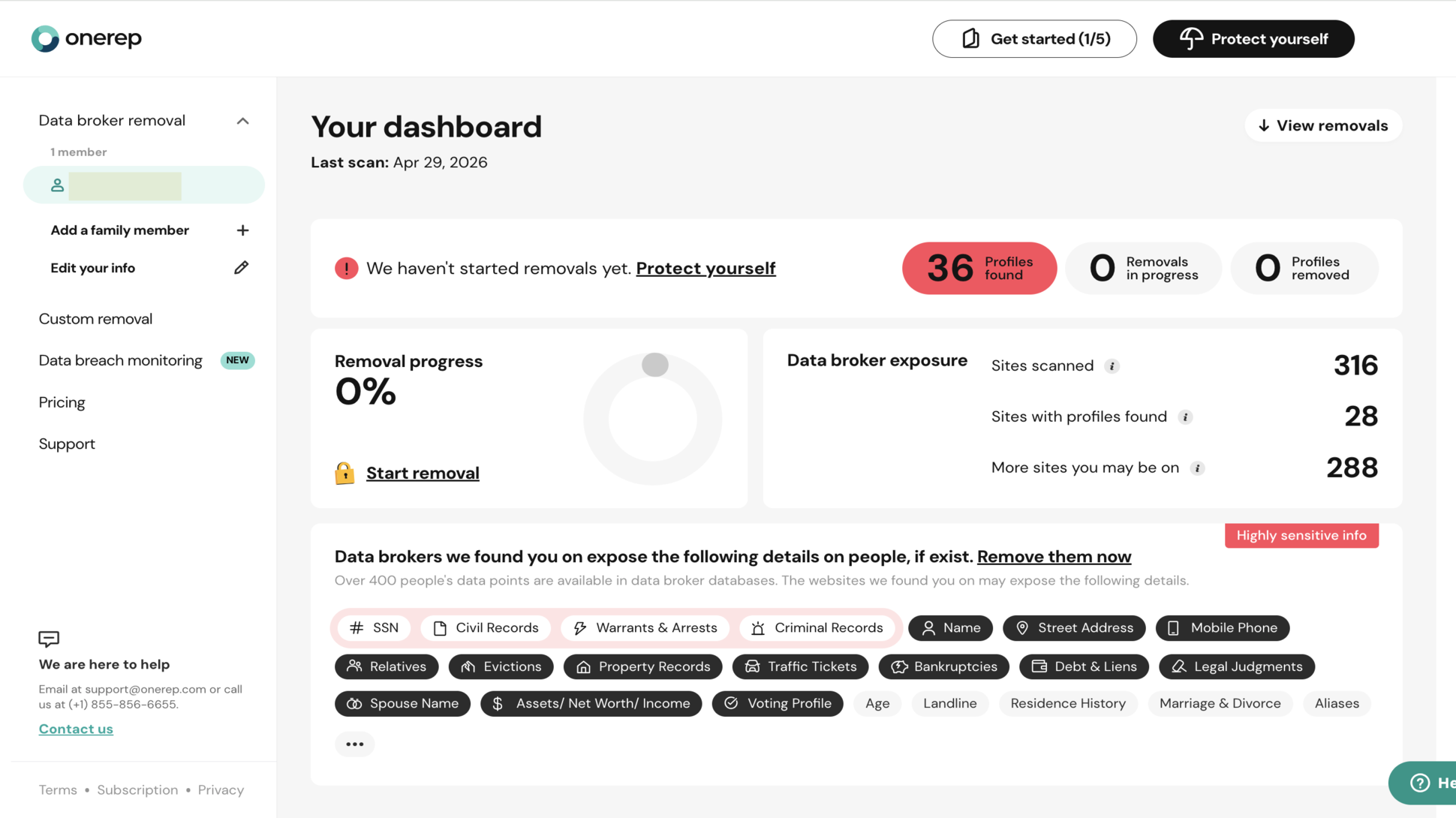 A free OneRep scan report.