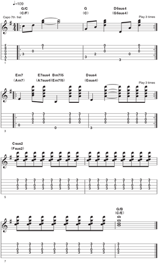 Capo at the 7th fret - Example 6a