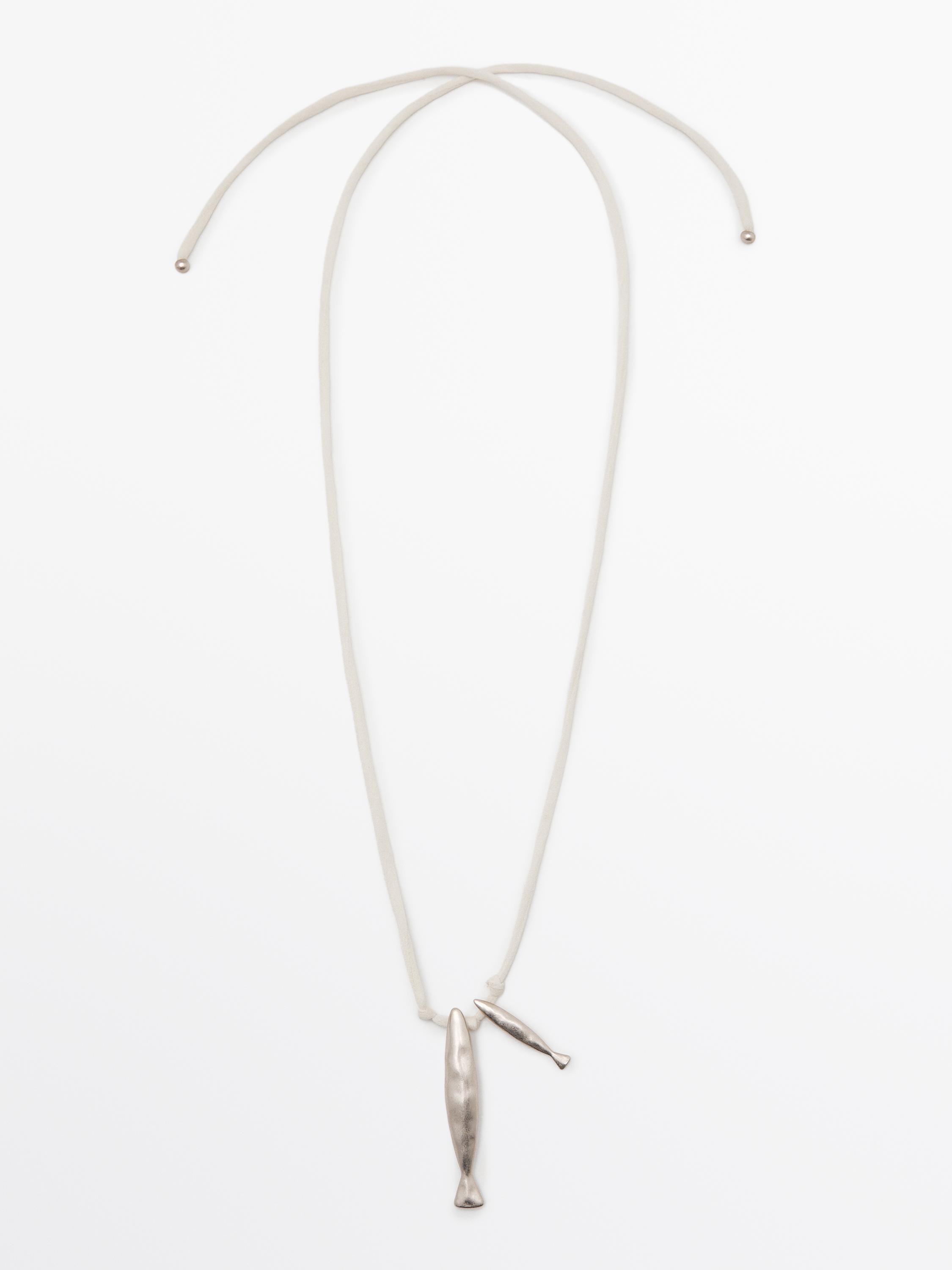 Silk Cord Necklace With Fish