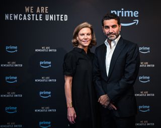 ewcastle United Co-Owners Amanda Staveley and Mehrdad Ghodoussi attend The Amazon 'We Are Newcastle United' Premiere at Tyneside Theatre on August 03, 2023 in Newcastle upon Tyne, England