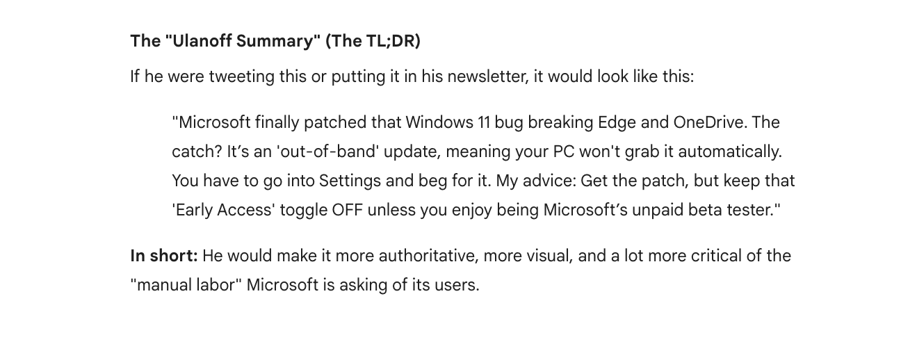 Gemini persona writing test