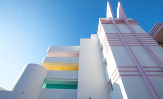 Exterior facade of Paradiso Art Hotel, Ibiza, Spain