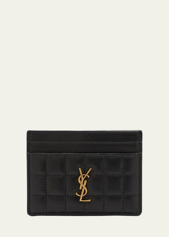 Cassandre Ysl Card Case in Quilted Smooth Leather
