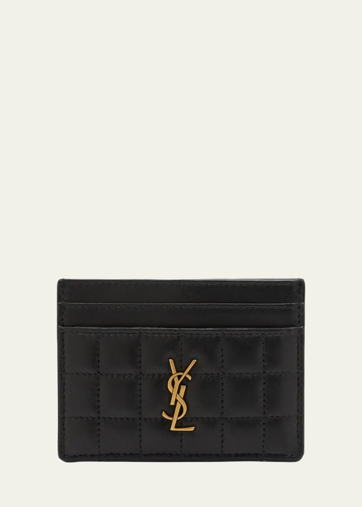 Cassandre Ysl Card Case in Quilted Smooth Leather