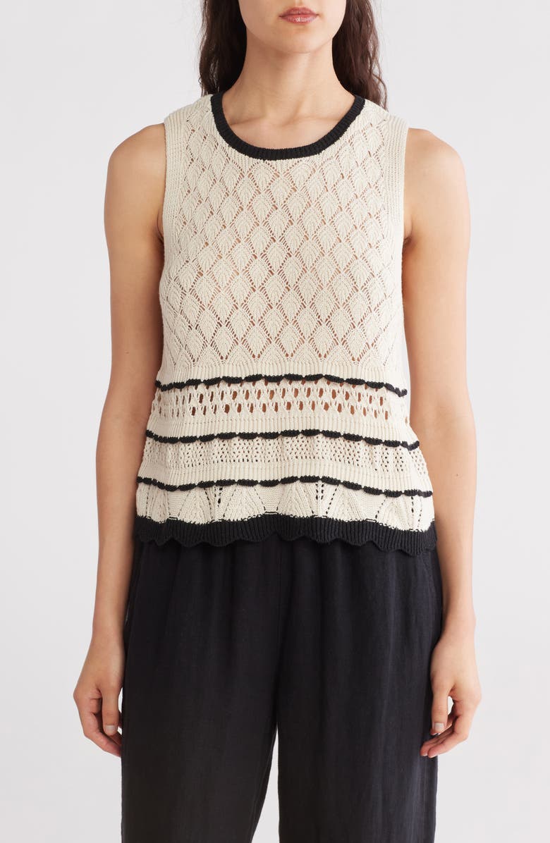 Open Stitch Scalloped Sweater Tank